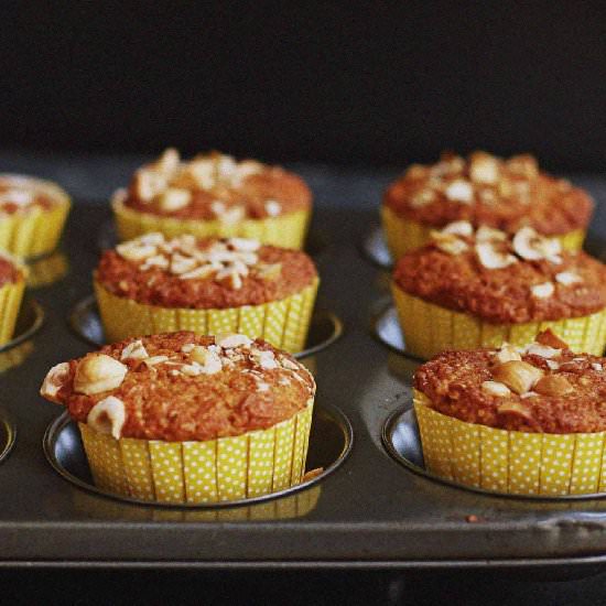Carrot, Hazelnut and Apple Muffins