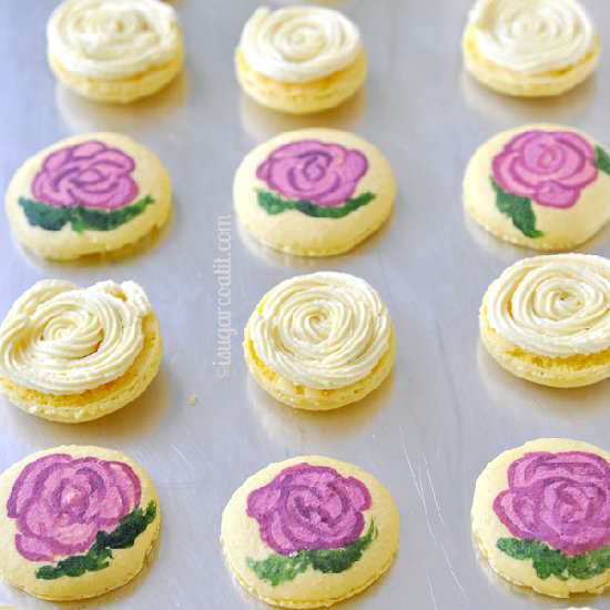 Painted Passion Fruit Macarons