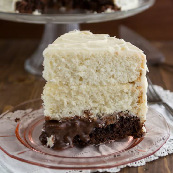 Vintage Brownie Surprise Cake
