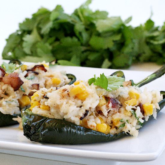 Crabby Goat Cheese Stuffed Poblanos