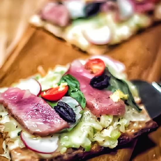Ahi Tuna Pizzas with Mozzarella