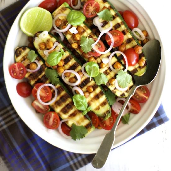 Grilled Zucchini and Chickpea Salad