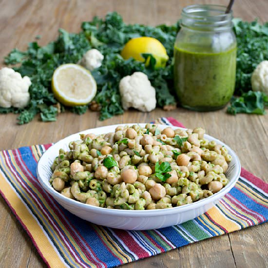 Cauliflower Kale Pesto Pasta