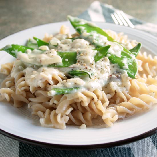 Snap Peas and Mushrooms in Wine