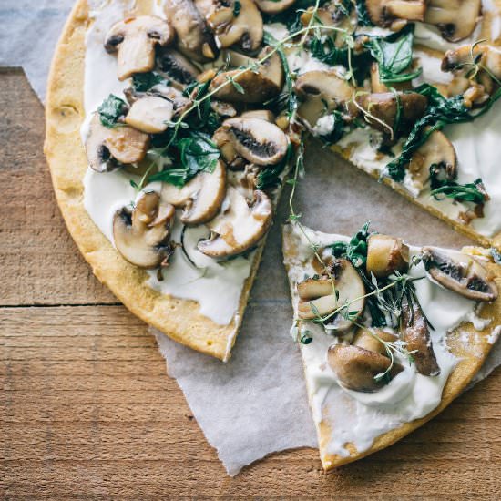 Socca with Swiss Brown Mushrooms
