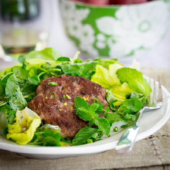 Lamb Patties with Mint Salad