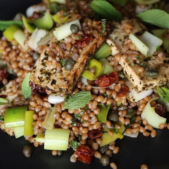 Leek Salad w/ Tofu & Wheat Berries
