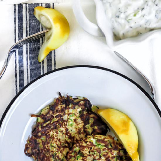 Zucchini Fritters with Tzatziki