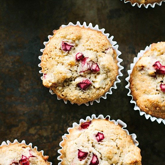Rhubarb, Apple + Ginger Muffins