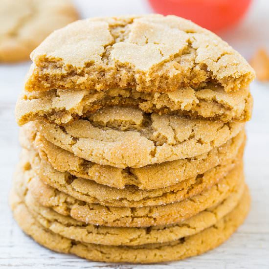 Big Soft & Chewy PB Crinkle Cookies
