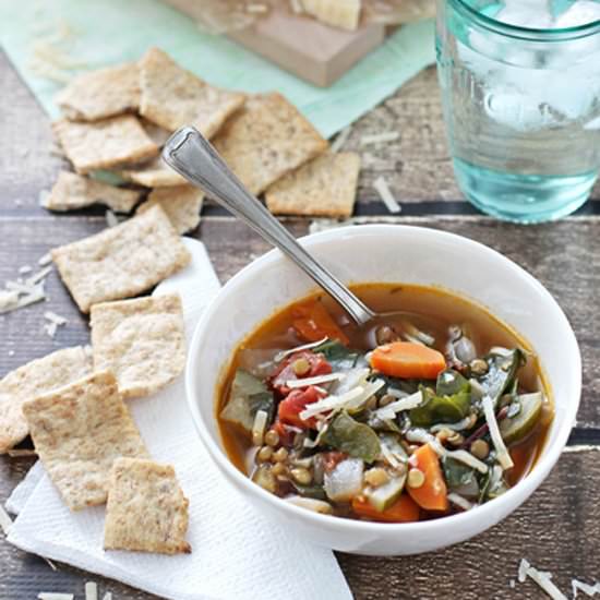 Chard & lentil vegetable soup