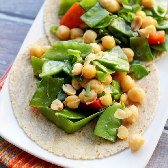 Kung pao chickpea tacos