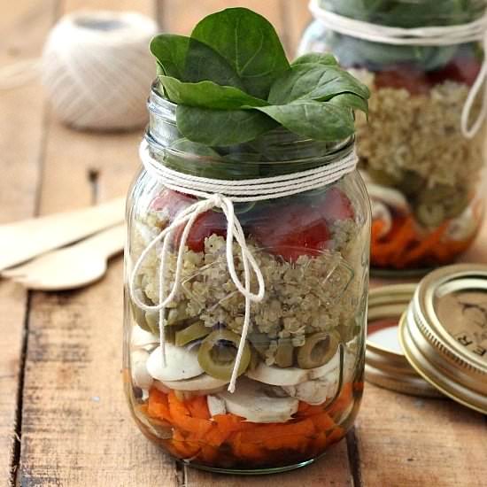 Layered salad in a mason jar