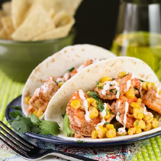 Shrimp Tacos with Chipotle Cream