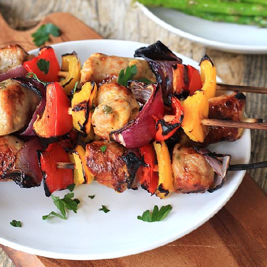 Grilled Chicken Sausage Kabobs