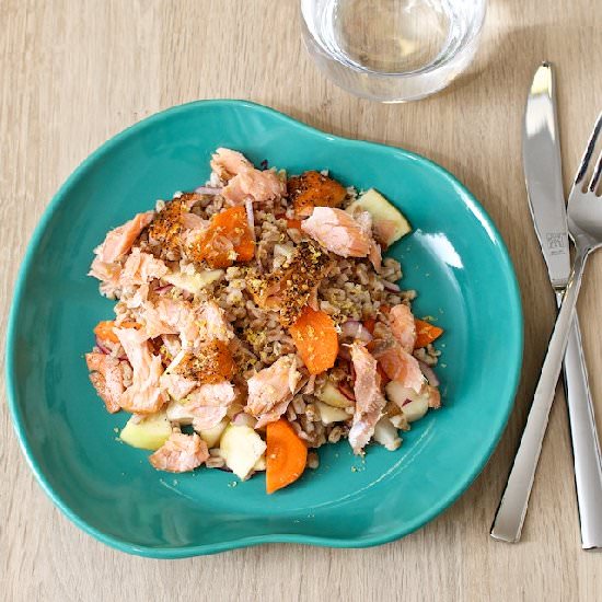 Salad with Barley and Smoked Salmon