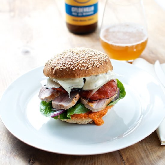 Burger with Chorizo and Manchego