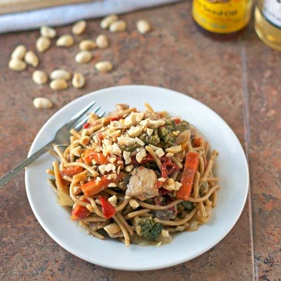 Hot and Sour Peanut Noodle Stir Fry