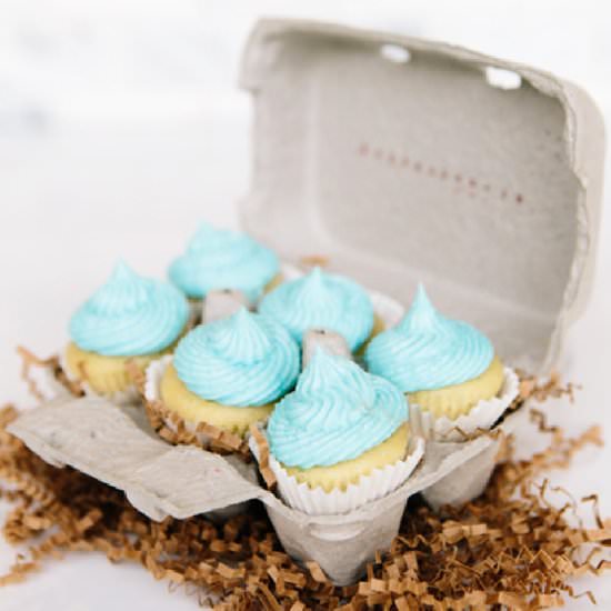 Mini Coconut Cupcakes in Egg Carton