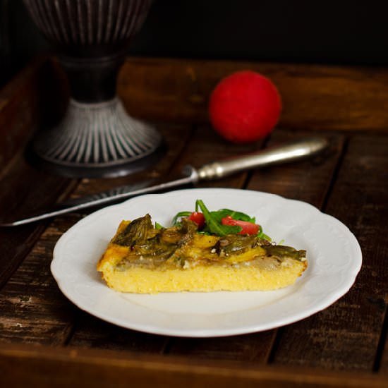 Polenta-Cake with Artichokes