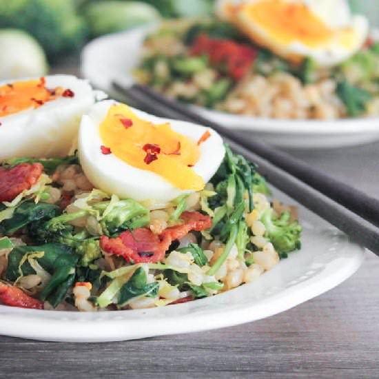 Bacon Fried Rice w/Wilted Greens