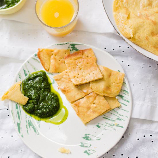 Socca with Cilantro Sauce