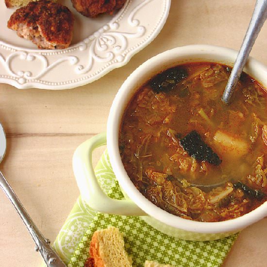Kale stew with mince steak