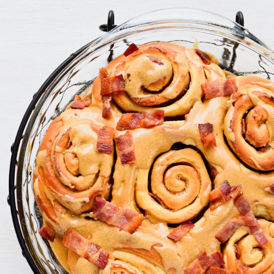 Maple Bacon Cinnamon Rolls