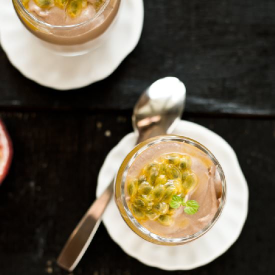Chocolate mousse with passion fruit