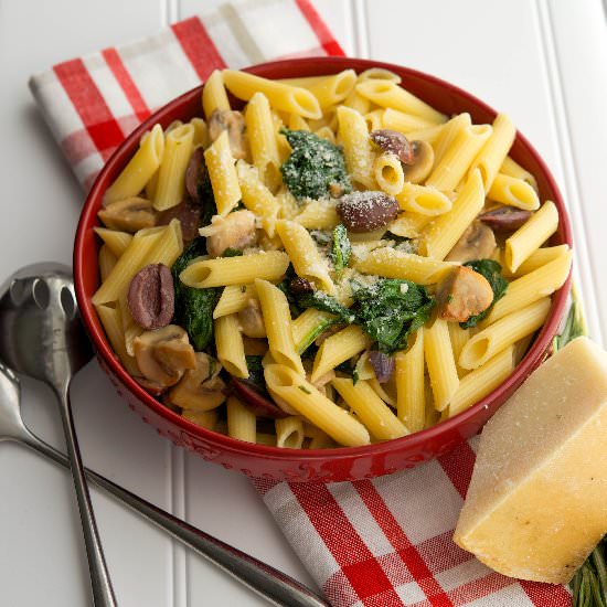 Penne with Baby Spinach