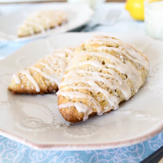 Glazed Lemon Poppyseed Scones