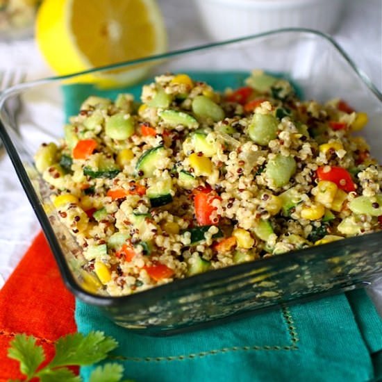 Quinoa Succotash w/ Tahini Dressing