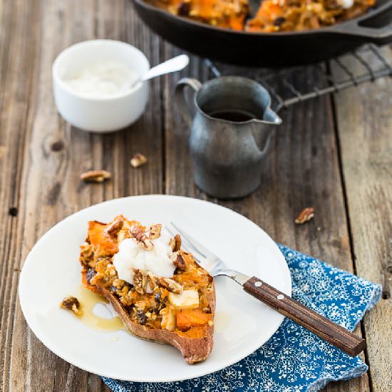 Oatmeal-Stuffed Baked Sweet Potato