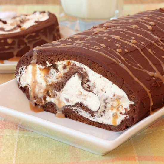 Caramel Chocolate Cake Roll