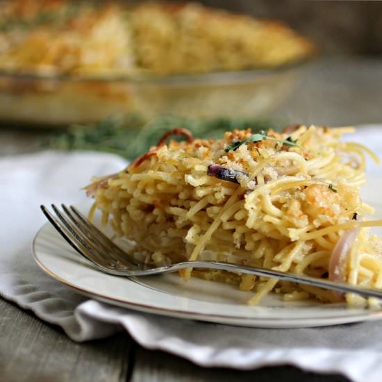 French Onion Spaghetti Pie