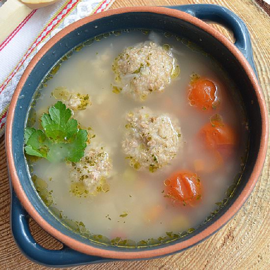 Soy “meatball” soup