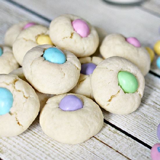 Easter M&Ms Thumbprint Cookies