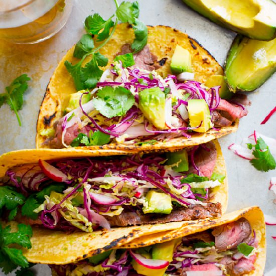 Maple Chipotle Flank Steak Tacos