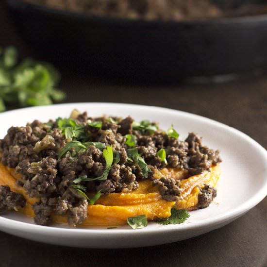 Ginger Beef & Coconut Sweet Potato