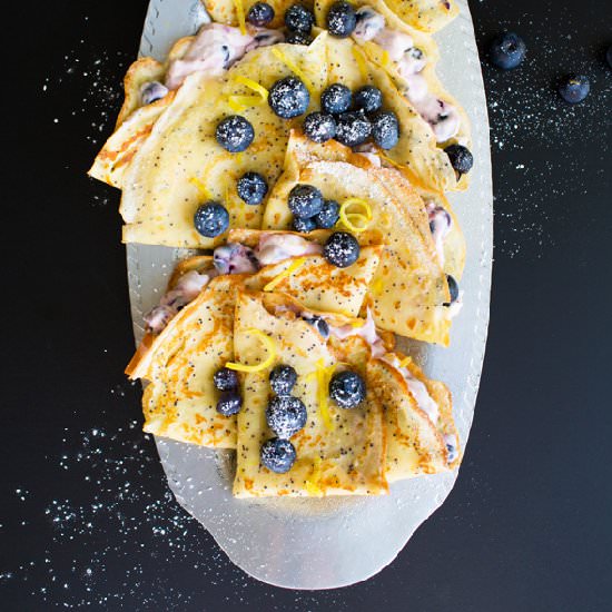 Poppyseed Lemon Crepes w/ Blueberry