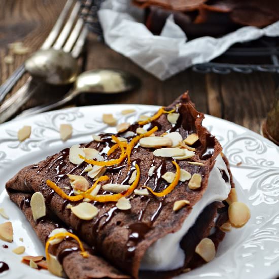 Chocolate Crepes with Cream