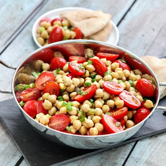 Warm Chickpea Salad with Tomatoes