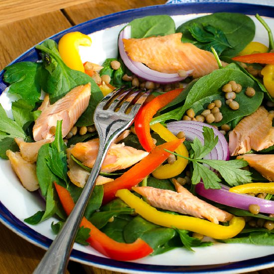 Hot Smoked Trout & Lentil Salad
