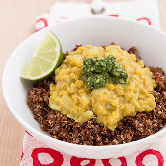 Curred Red Lentil & Quinoa Bowls