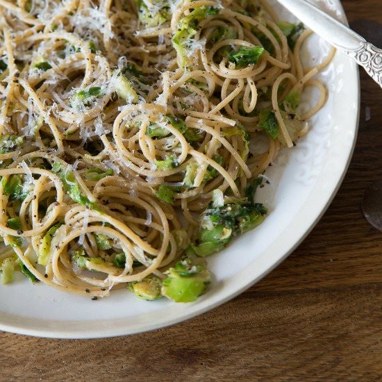 Cacio e Pepe with Brussels Sprouts