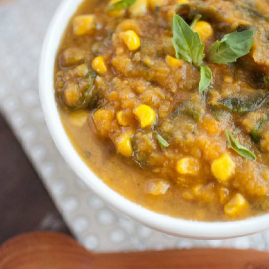 Yam, Corn & Chard Chowder