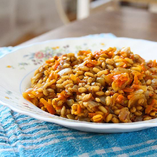 Farro &carrot risotto