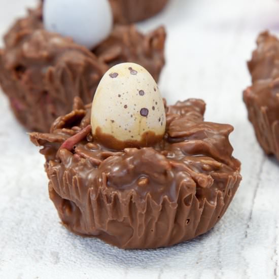 Crunchy, fruity muesli choc nests