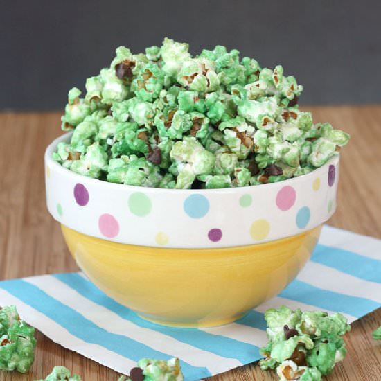 Mint Chocolate Chip Glazed Popcorn