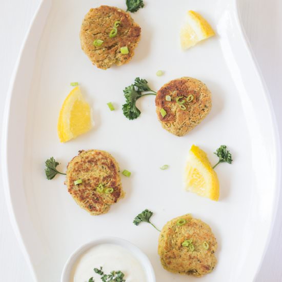 Chickpea Cakes with Lemon Yogurt